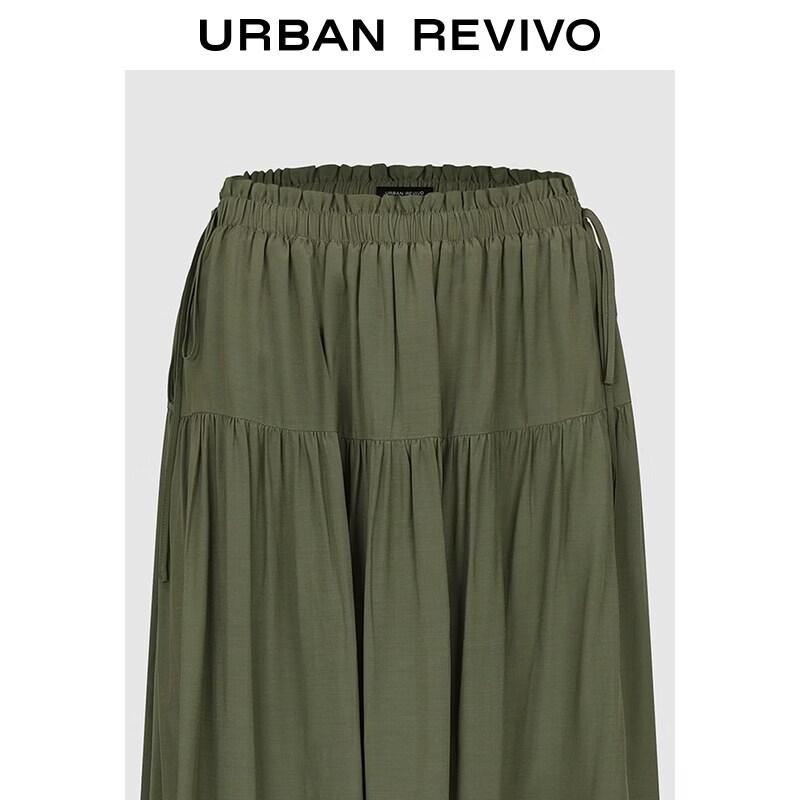 UR 2026 Women's Elegant Drawstring Pleated Patchwork Skirt