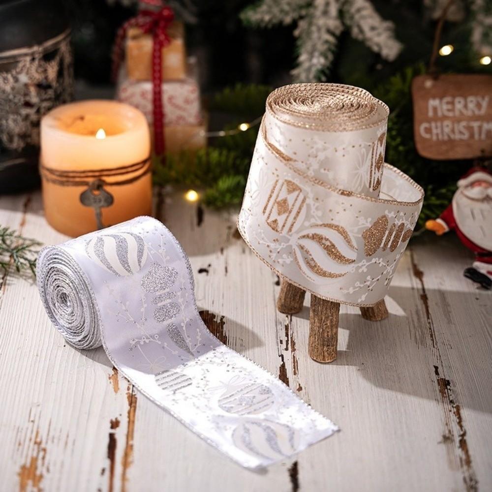 DIY Christmas Bow Ribbon Gold Fabric Swirl Ribbon New Christmas Tree Ribbon  Xmas Gift