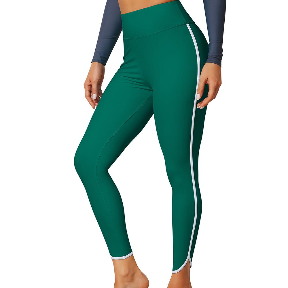 CHARMLEAKS Women High Waist Swim Pants Color Block Leggings Elastic Swimming Wear Tankini Bikini Bottom Beach Wear Swim Tights