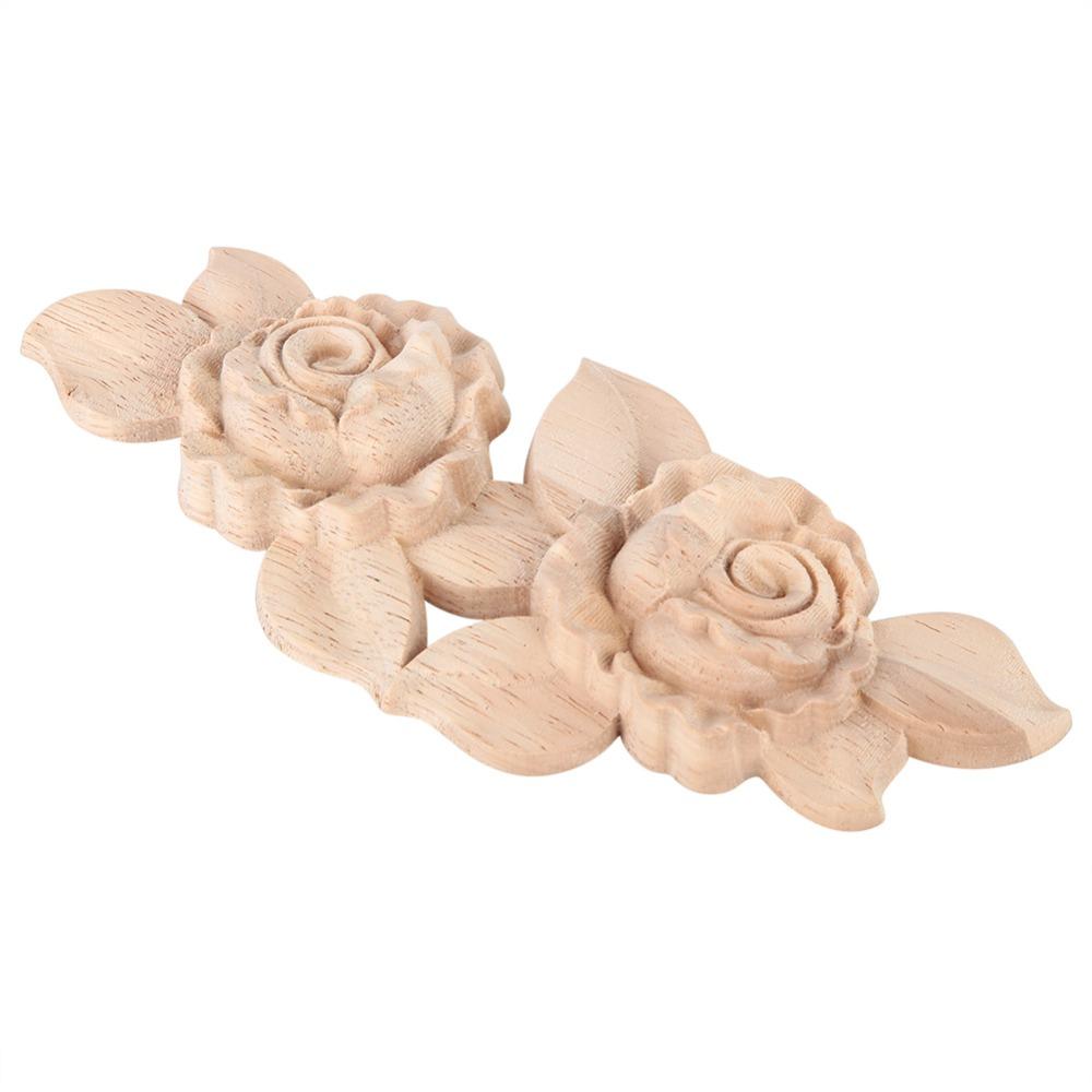 Solid Wood Corner Applique Floral Carved Door Applique Decoration Carved Applique Furniture