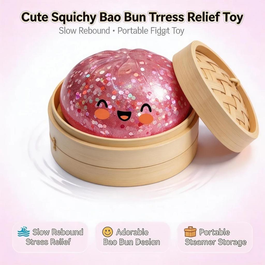 Hot Cute Dumpling Squishy Toy Steamed Stuffed Bun Squeeze Decompression Slow Rising Anti Stress Reliever Soft Kids Sensory Gift