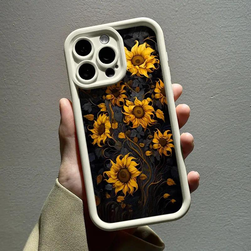Case For Motorola Moto G22 G24 G84 G53 G14 G60 E13 E22 Edge 50 Pro 40 Neo 60 50 Fusion Shell Sunflower Matte Soft Silicone Cover