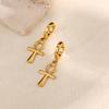 Personalized Cross Stainless Steel Pendant Earrings Women's Earrings K Gold Plated Simple Versatile Earrings