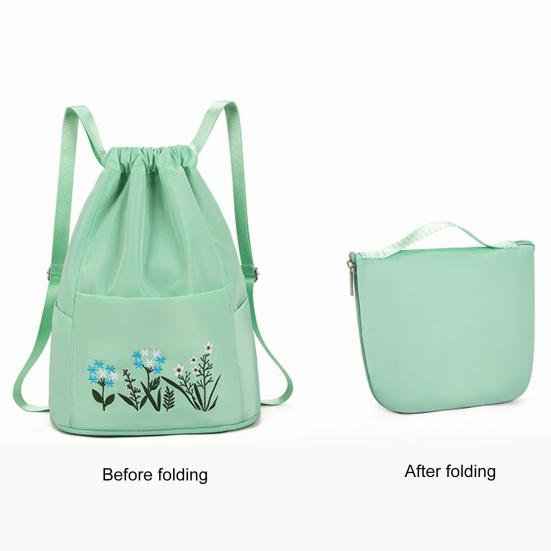 Folding Storage Bag Large Capacity Waterproof Adjustable Embroidery Design Inner Zipper Multifunctional Oxford Cloth Women Embroidered Backpack Travel