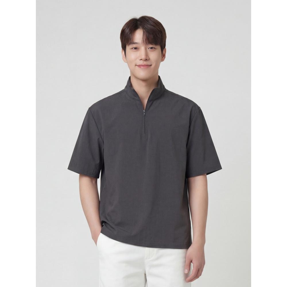 Daiso [common] Nylon Span Half Zip Tee Xl Gray