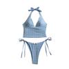 Summer Floral Halter Bikini Women's Sexy Backless Swimwear with Tie Detail Summer Strappy Two Piece Bathing Suit Holiday