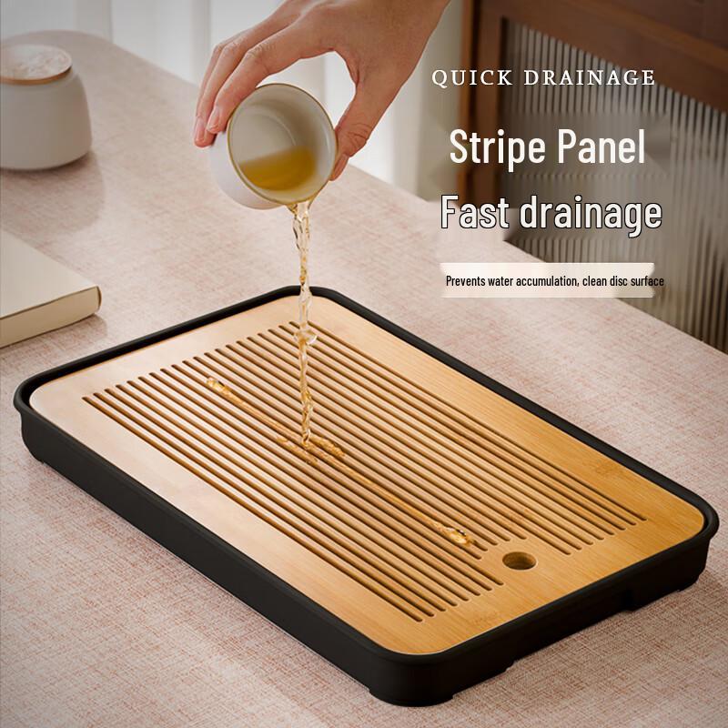 Bamboo Tea Serving Tray with Drainage