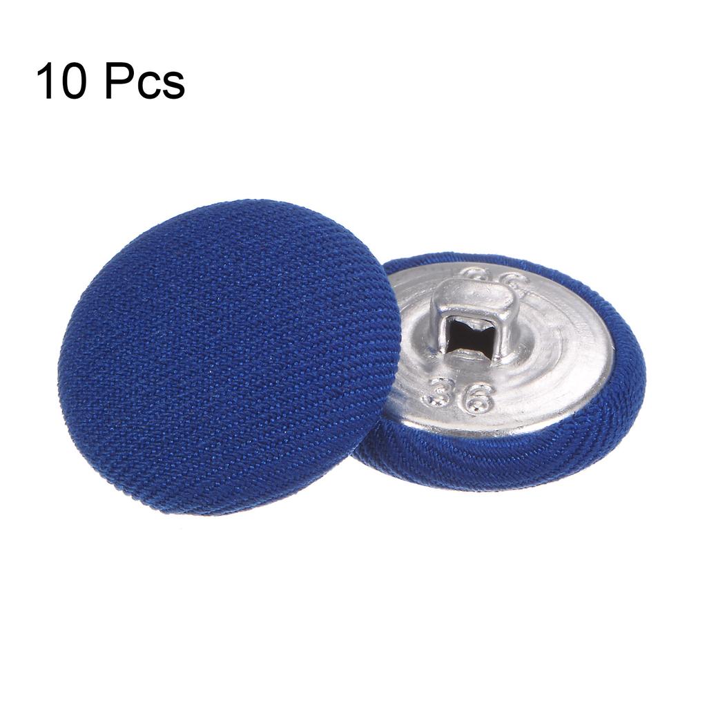 10pcs Fabric Cloth Covered Button 23mm Metal Round Sewing Buttons, Deep Blue/Yellow/Purple