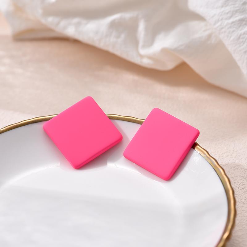Pendientes Cuadrados de Color Caramelo de Moda Para Mujer Geométricos Grandes Azules Rojos Negros Pintura Escarchada INS Coreanos de Acrílico Sólido