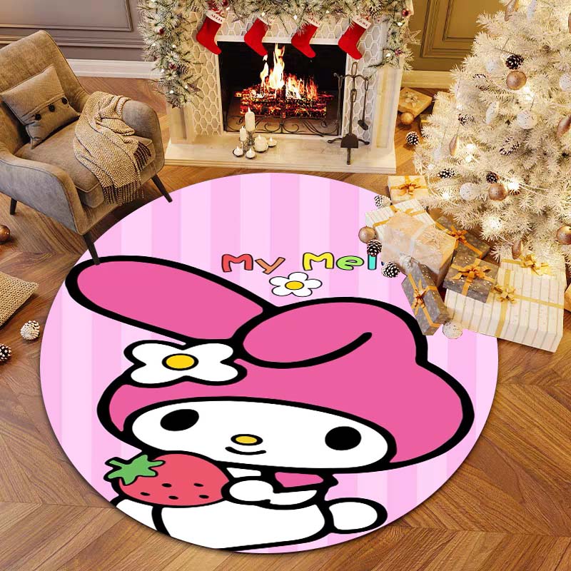 This My Melody Cartoon Round Rug Can Be Used To Decorate Living Rooms, Bedrooms, Sofas, and Playrooms; It Is A Non-slip Rug.