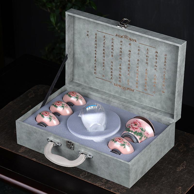 Xia Ni high-end iron tire Ru kiln tea set Tianqing master Ru kiln Ru porcelain tea making Kung Fu cover bowl teacup gift