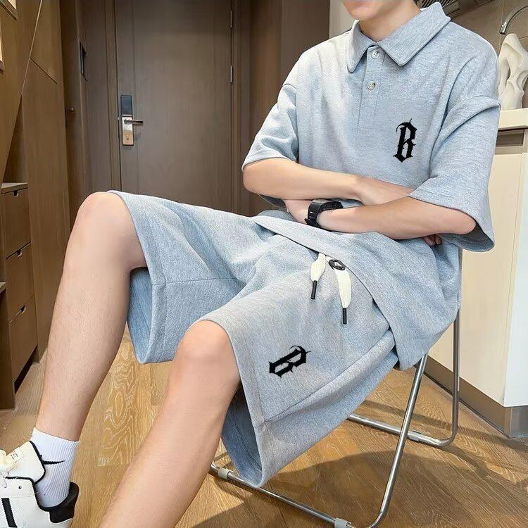 Men's Hong Kong Style Casual Lapel T-Shirt - Short Sleeve, Summer 2025 Trendy Loose Fit