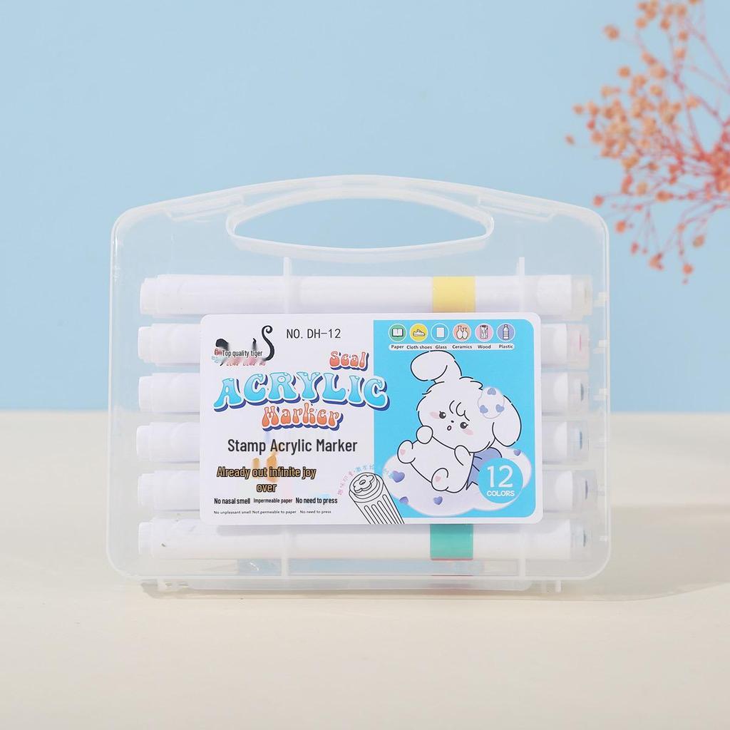 Waterproof Acrylic Marker Set: 12/24/36/48 Colors Opaque, Layerable Pens for Students