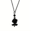 Gothic Style Necklace Black Rose Pendant Chain With Artificial Crystal Fashion Jewelry Accessory For Women Daily Wear And Party Occasions