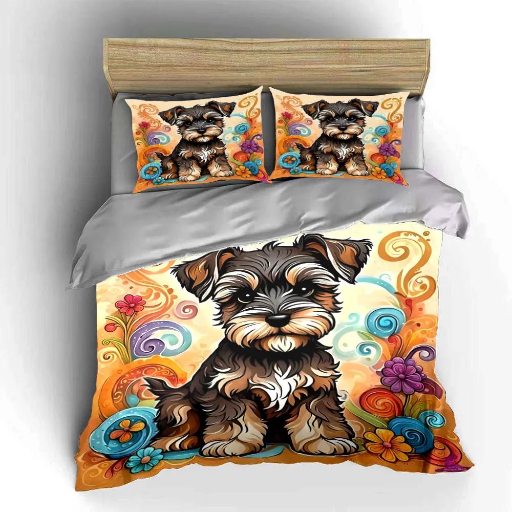 Colorful Dog Decor Set Soft Comfortable Duvet Cover Bedding Set Included 1*Duvet Cover & 2*Pillowcases gift