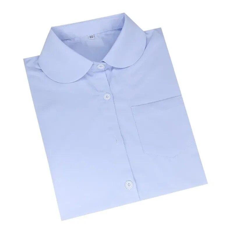 

Модная блузка с острым отложным воротником в японском стиле, осенняя рубашка с длинными рукавами и карманами, женские топы, однотонная одежда 29876 5XL мыла