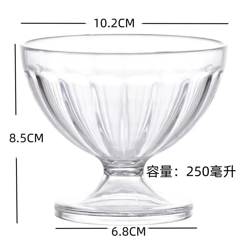 

Transparent Salad Plates 250ml Clear Plastic Salad Bowl For Dessert Shake Goblet Glass Embossed Ice Cream Cup Home AS material quality