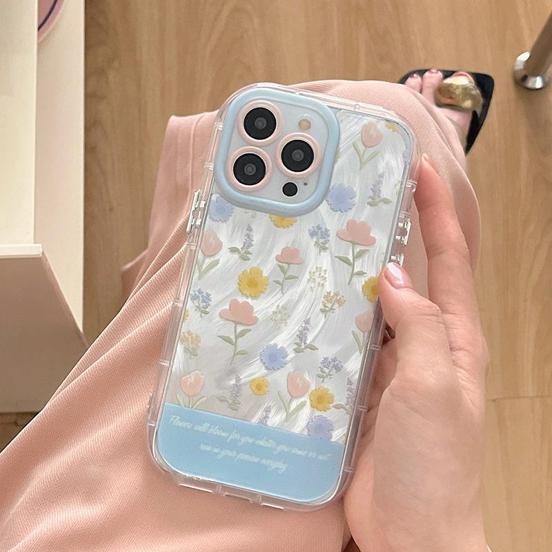 Fresh Floral Gauze Cream Phone Case for iPhone 17 Pro Max/16 Plus/14/13
