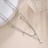 KKjoy Star Pendant Necklace for Women Silver Color Stainless Steel Beads Double Chain Collars Minimalist Jewelry Accessories New
