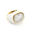 Stainless Steel Chic Hypoallergenic Gold Enamel Natural Stone Oval Ring Set Women Daily Fashion Jewelry