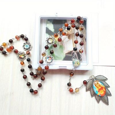 1PC Catholic Prayer Holy Soil Mary Blessing Rosary Prayer Necklace Prayer Beads