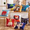 Stylish Square Cartoon Animal Cushion Covers With Lion Cat Deer Prints For Home Decor