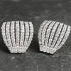 Huitan Silver Color Claw Design Piercing Earrings for Women Bling Bling Cubic Zirconia Crystal Accessories Modern Trendy