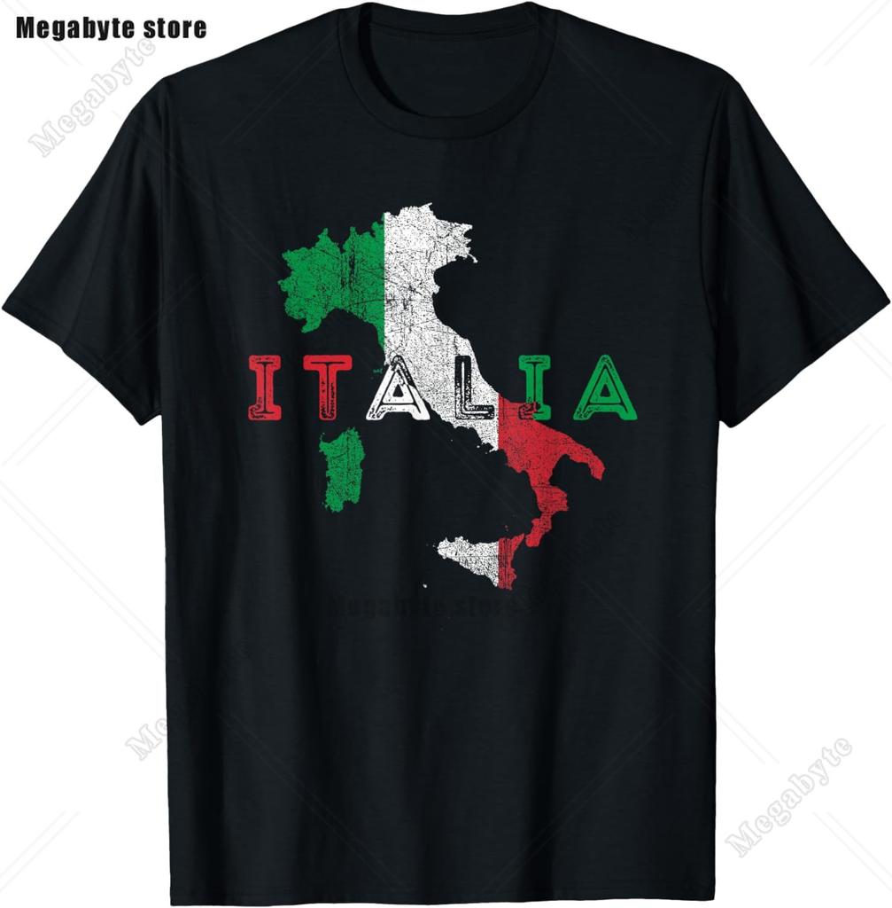Italia TShirt Italy Flag Coat of Arms Tee Shirt Repubblica Italiana Italian Heritage Vintage T Shirt Guys Streetwear Crew Neck
