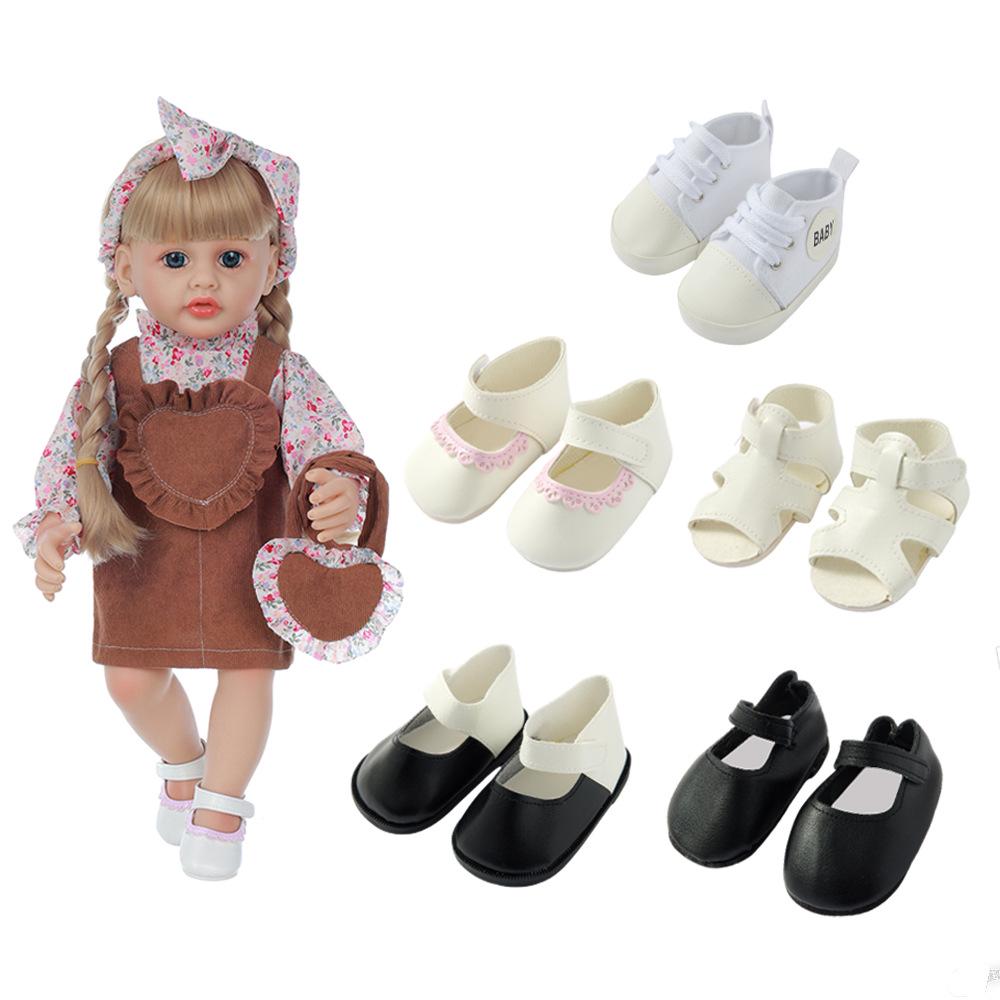 22-inch Silicone Reborn Doll Leather & Canvas Dress-Up Shoes Accessories