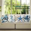 4Pcs Retro Marine Nautical Creature Print Single-Sided Cushion Cover For Living Room Bedroom Car Home Decor
