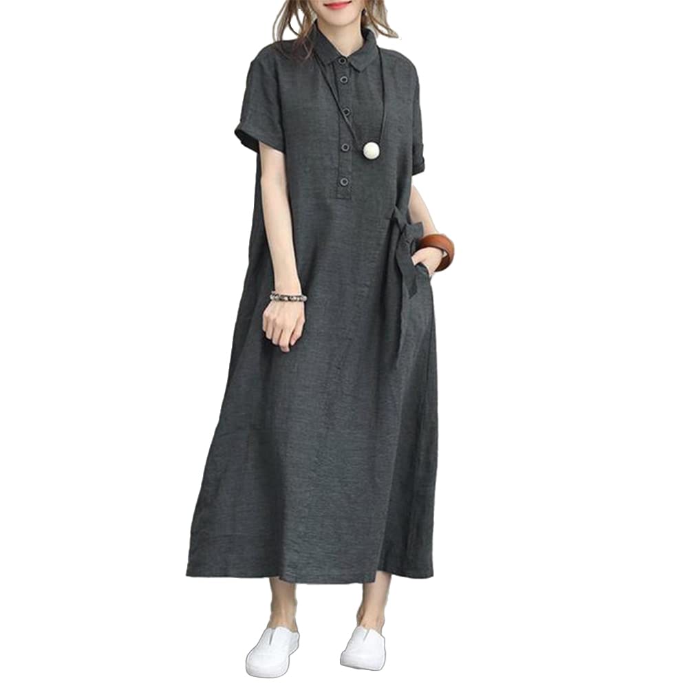 

Long Dress with Short Waist Plus Mori GY22XL [Signifie] Collar, Sleeves, Ribbon, Two-Tone Tunic, Lightweight, Flared, Picnic, Adult, Slimming, Simple, серый