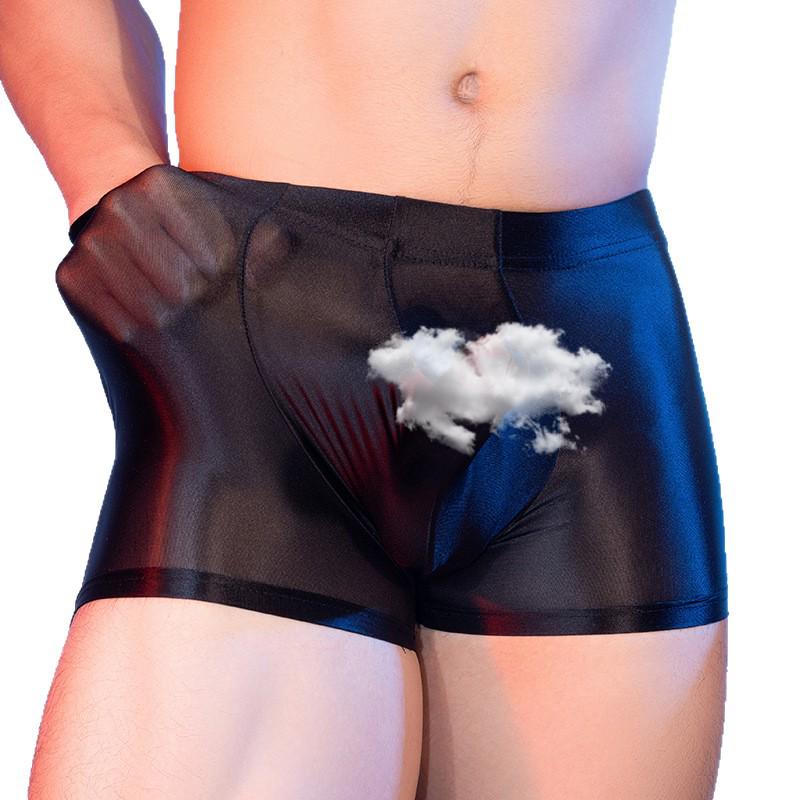 Lust's Temptation Ice Silk Men's Boxer Briefs: Smooth, High Elasticity, Gun-Bullet Separation, He-Man Style, Japanese Design.