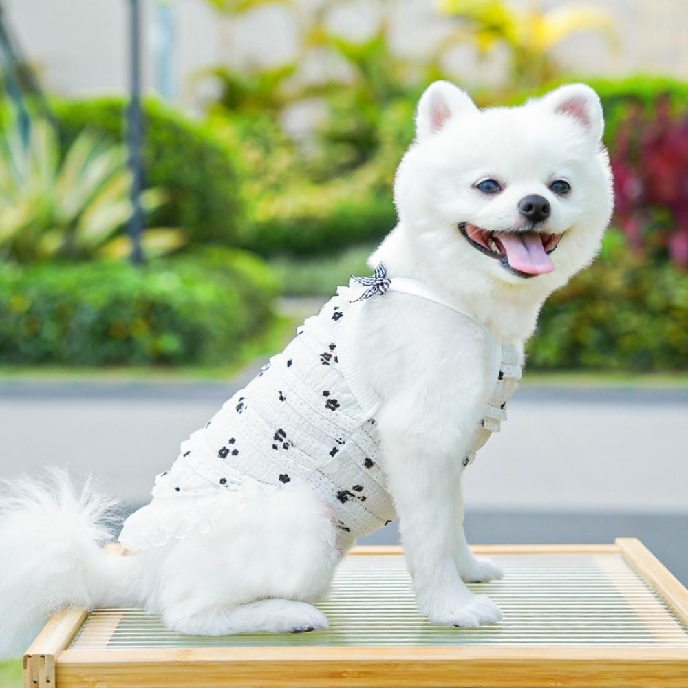 Embroidered Flower Pet Princess Dress Frilly Skirt Cat Suspenders Vest  Puppy Clothes