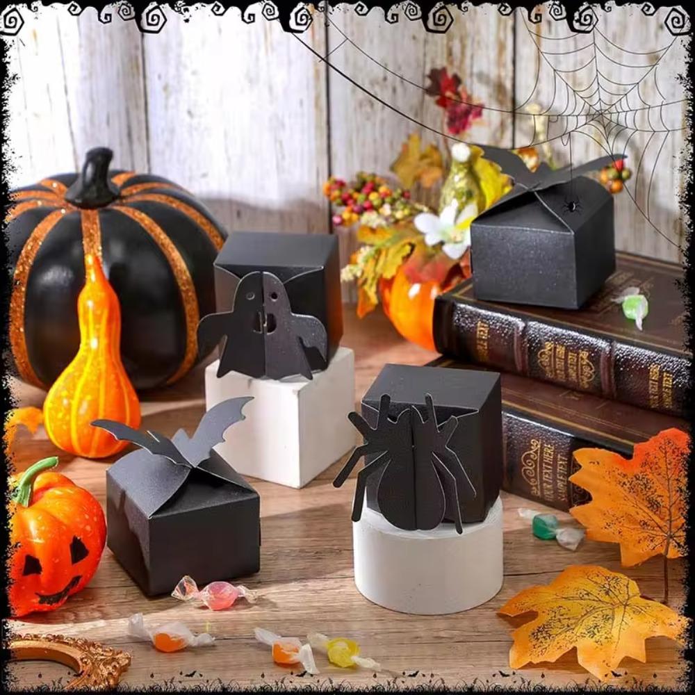 24pcs Spider/Pumpkin/Ghost Pattern Candy Packing Box Paper Snack Packaging Bag Grocery Store