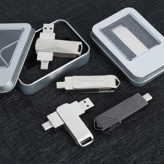 512 GB 2 em 1 OTG USB Flash Drive USB 2 USB-C Thumb Drive Metal USB Disk Flash Stick