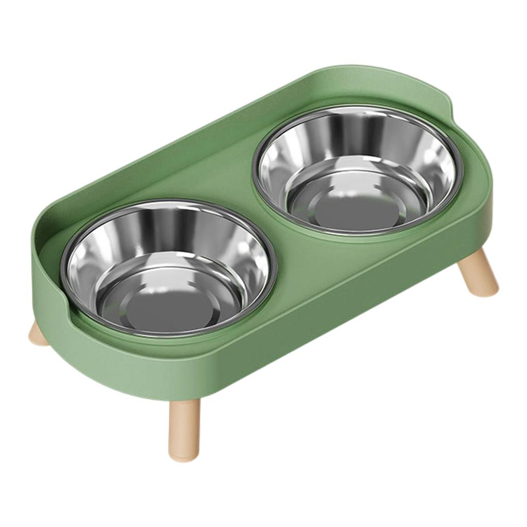 Non Slip Stainless Steel Double Bowl Pet Food Dish With Anti Spill Design For Cats And Dogs Durable Easy Clean