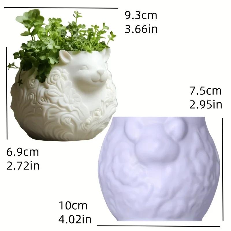 Yak Succulent Plant Flower Pot Resin Silicone Mold Sitting Cute Cow Storage Box Concrete Mould Cow Yak Candle Cup Gypsum Molds