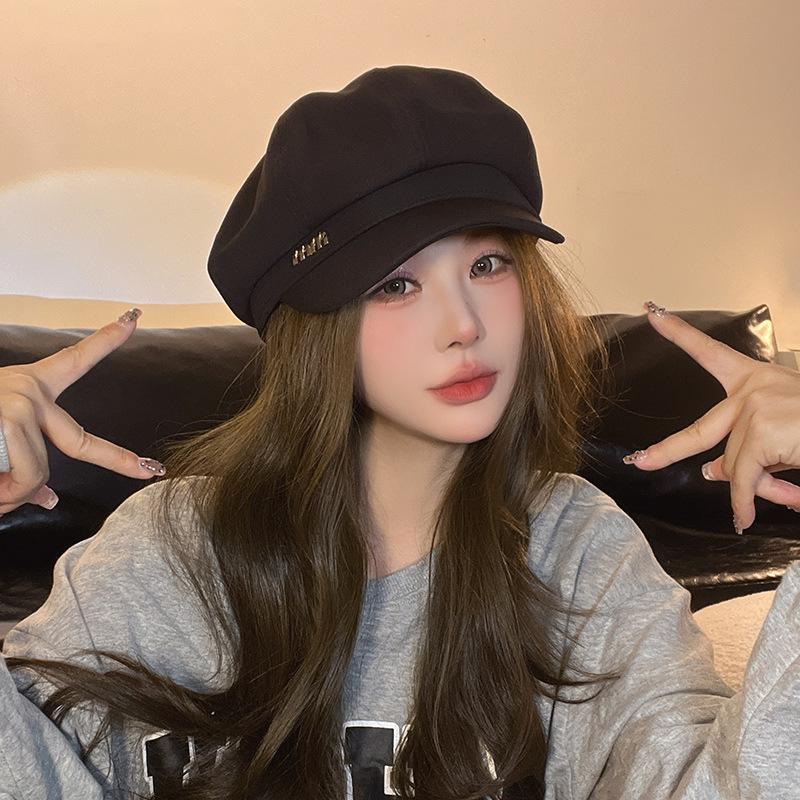 Fashion Hat Women's Octagonal Hat Spring and Autumn Korean Version Versatile Newspaper Bee Hat Fashionable Autumn and Winter Beret Men