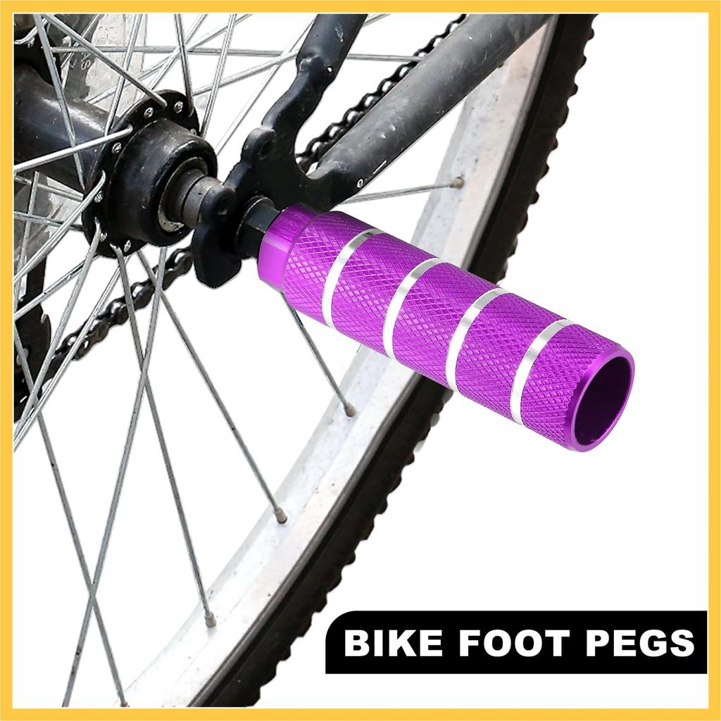 BULLSPANN Bicycle Step Set of Aluminum Axle Universal Fit for Purple Pegs/Footpegs, 4, Alloy, 3/8" Compatible, BMX/MTB/Mini Bikes,