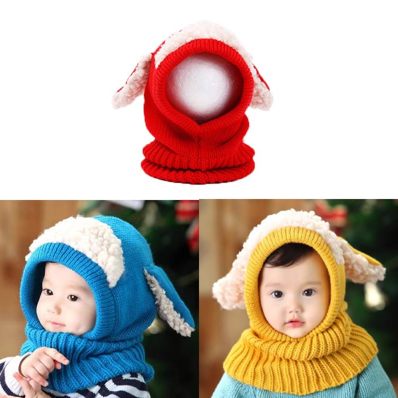 Knitted Ears Dog Cap With Scarf Autumn Winter Keep Warm Hat Fashion Breathable