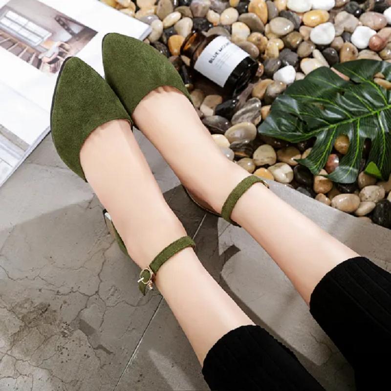  Sapatos Femininas Women Cute Light Weight Pink Comfort Spring & Summer Office Square Heel Shoes Lady Green Pumps Ab323