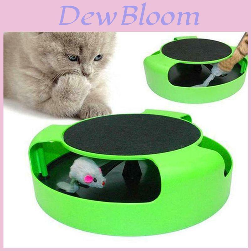 Vibrant Green Cat Toys Interactive With Running Mice And Handy Scratching Pad