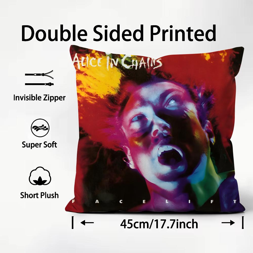A-Alice In Chains Album Cushion Cover Pattern Printed Pillowcase for Living Room Sofa Cushion Cover & Bedroom Decor