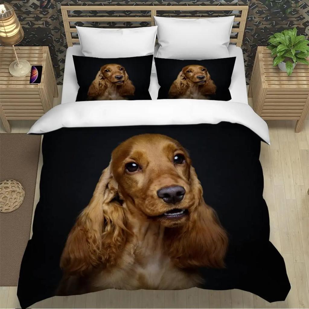 Cute Dog Animal Single Bedding Set for Adults Kids,3D Print Soft Microfiber Quilt Cover Cartoon Farm Animal Comforter Cover Set