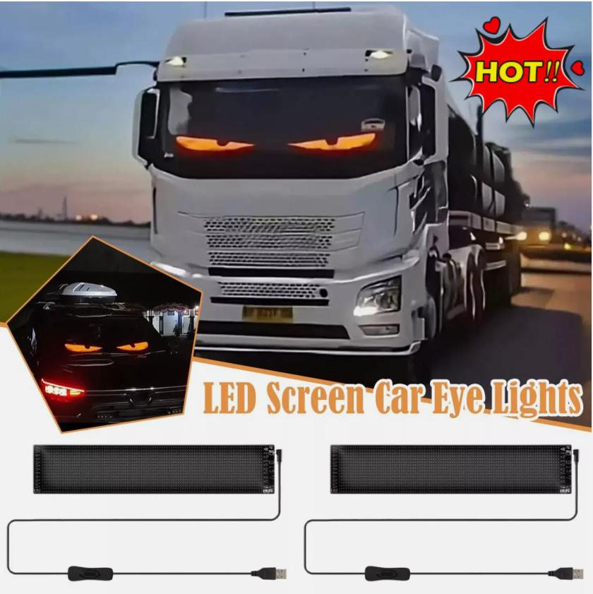 2PCS LED Light Eyes For Car Trailer Truck Windshield Wireless Adhesiveled LED Eye Screen Animated LED Eyes For Car That Blink