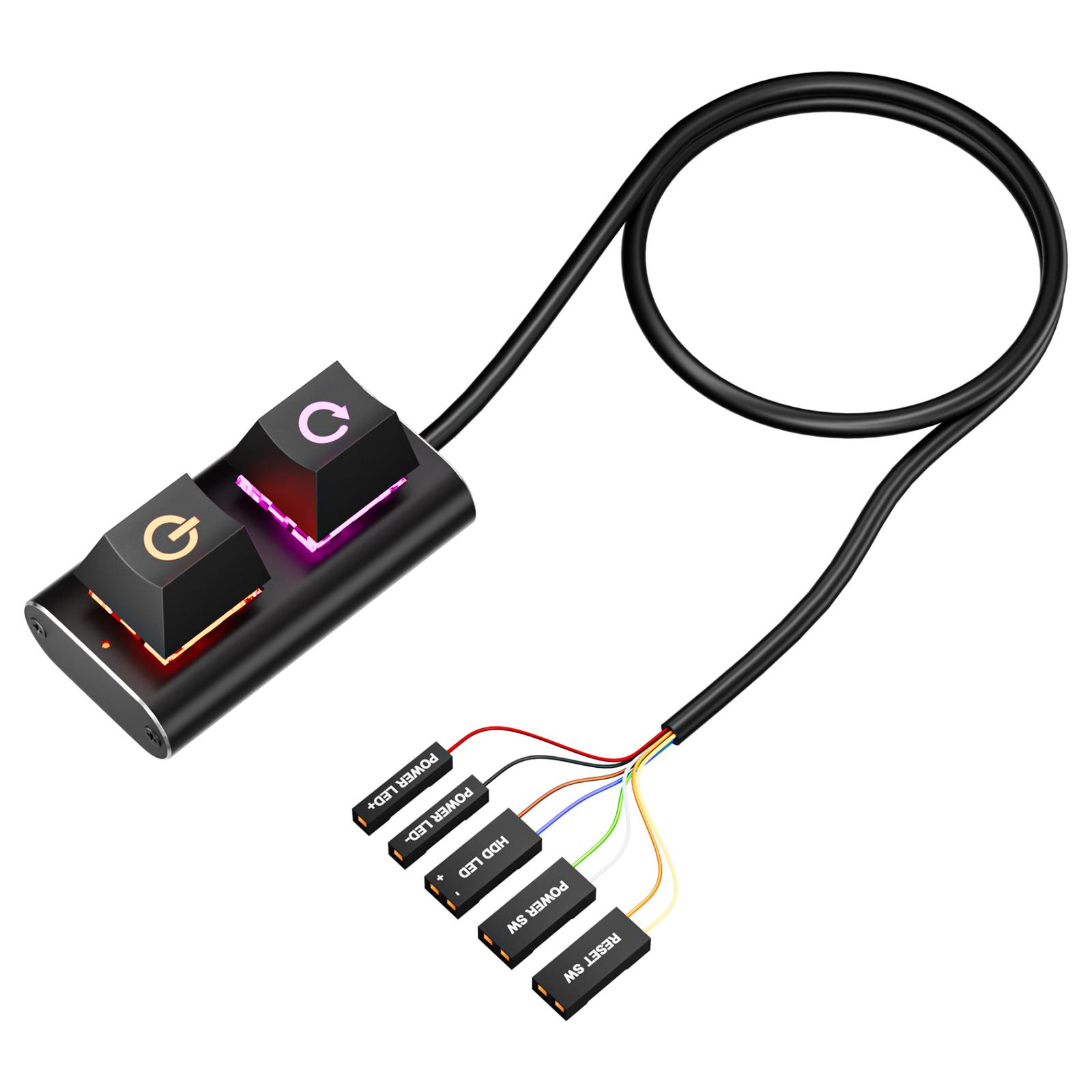 

PC Power Button with 6.56FT Cable LED Light Desktop Computer Power Switch Manual Operation for Computer Motherboard чорний