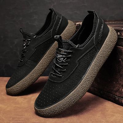 Fashion High Quality Men's Casual Shoes Breathable Summer Leather Shoes Wear-resistant Work Shoes Fashionable Flat Outdoor Sports Shoes
