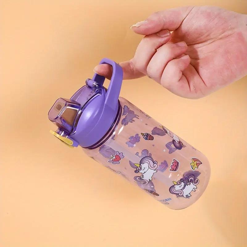 1pc600ML Children Cartoon Animal Water Bottle Cup with Straw Portable Student Anti-falling Water Bottle Toddlers Beverage Kettle