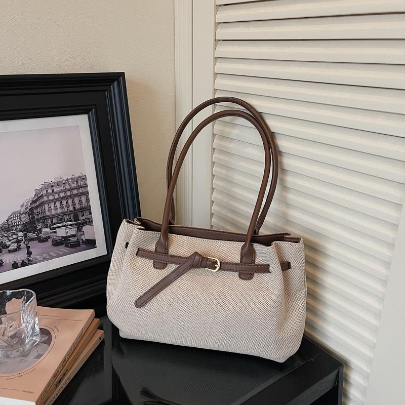 Commuter Shoulder Bag Contrast Color Tote Bag Women's Large Capacity Underarm Bag