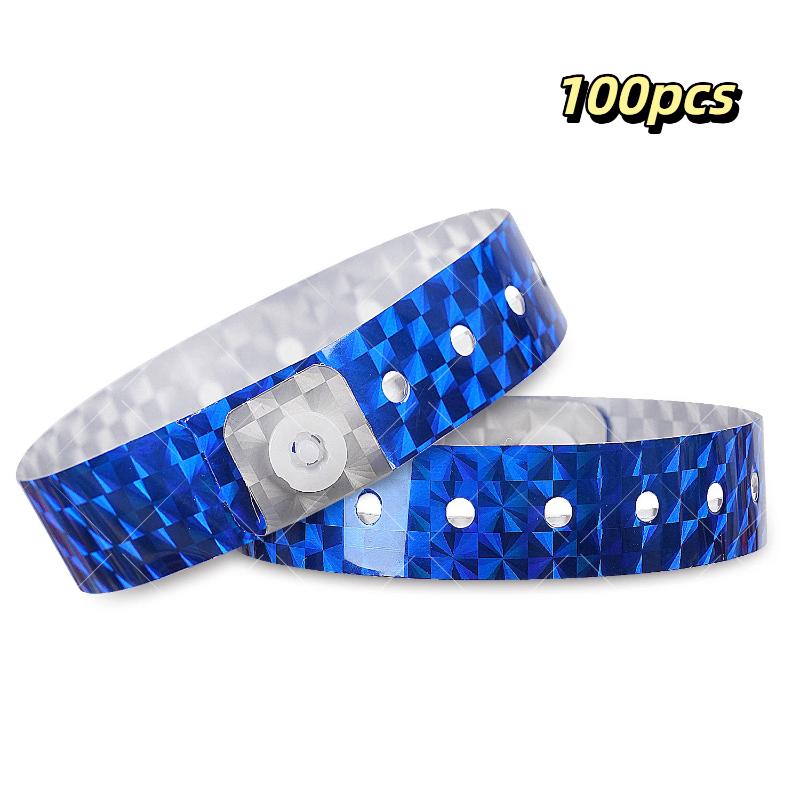 Holographic Event Wristbands 50/100Pcs Waterproof Adjustable Snap Shiny for Birthday Party Club Entry Check Event Use